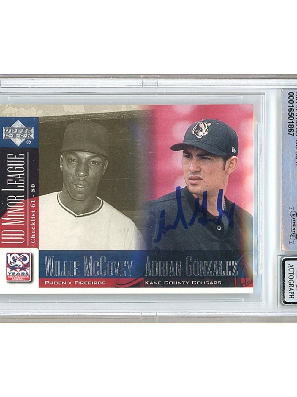 Adrian Gonzalez Signed 2001 UD Minors #99 RC Slabbed Auto Card